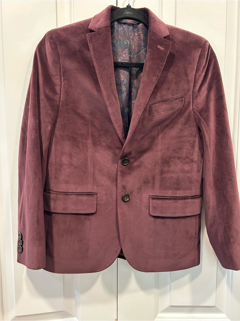 Lauren Ralph Lauren Burgundy Velvet Blazer Paisley Lined Size 14R